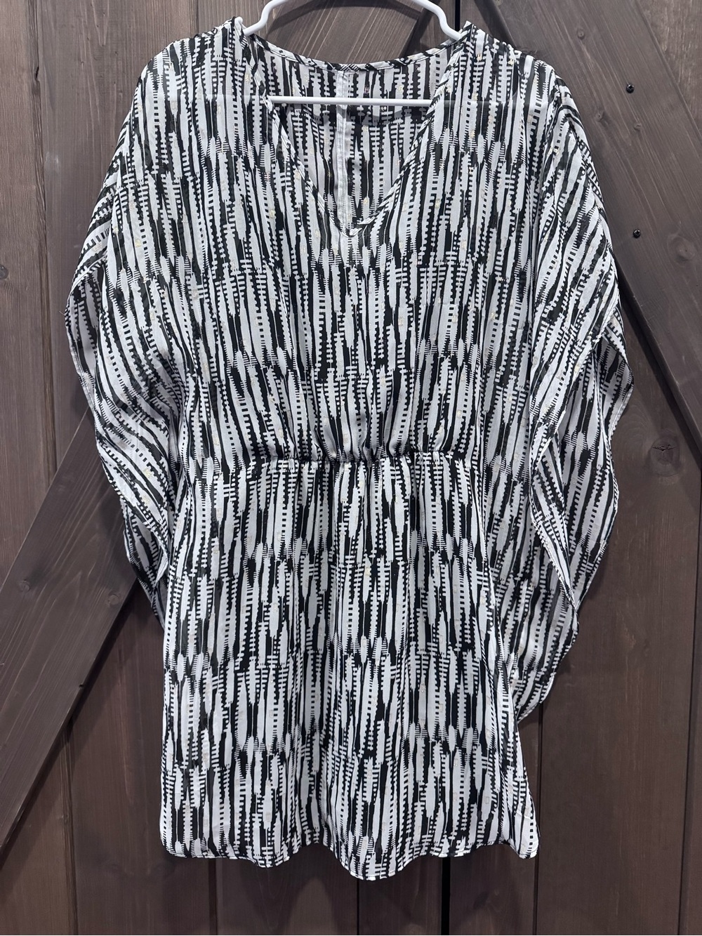 Express Black and White with gold Patterned Tunic Dress